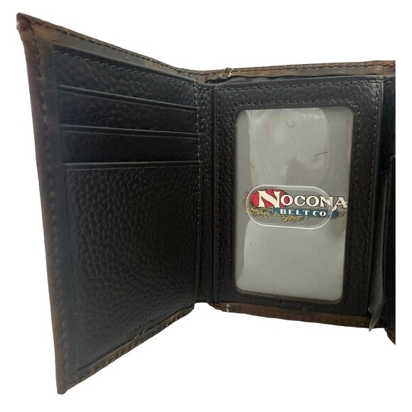 Nocona Men’s Western Trifold Wallet Leather Embroidered Stitch Brown New - Picture 10 of 12